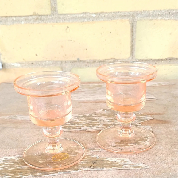 Vintage Other - Pink Munro Depression Glass Candle Holders